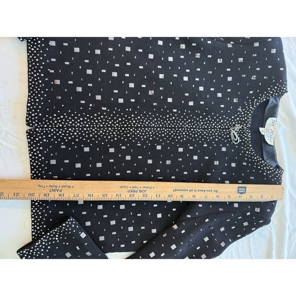 St. John Evening Santana Knit Crystal Black Sequin 12 Blazer Jacket Top LUXURY - Picture 10 of 10